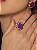 Conjunto de brinco e anel cravejado de zircônia cristal e pedra fusion fúcsia banho em ouro 18k - Imagem 4