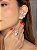 Conjunto de brinco e anel cravejado de zircônia colorida banho em ouro 18k - Imagem 3