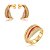Conjunto de brinco e anel cravejado de zircônia cristal e pink banho em ouro 18k - Imagem 2