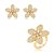 Conjunto flor de brinco e anel cravejado em zircônia cristal banho em ouro 18k - Imagem 2