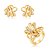 Conjunto de brinco e anel liso com detalhes em zircônia cristal banho em ouro 18k - Imagem 1