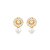 Brinco cravejado de zircônia cristal com pérola shell banho em ouro 18k - Imagem 1