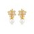 Brinco de flor cravejado de zircônia cristal com pérola shell banho em ouro 18K - Imagem 1