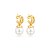 Brinco liso acetinado com pérola shell Banho em ouro 18k - Imagem 1