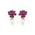 Brinco de flor cravejado de zircônia pink com pérola shell banho em ouro 18k - Imagem 1