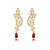 Brinco ear cuff cravejado de zircônia cristal com detalhe em zircônia rubi banho em ouro 18k - Imagem 1