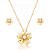 Conjunto flor de brinco e colar com pérola shell banho em ouro 18k - Imagem 2
