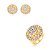 Conjunto de brinco e anel cravejado de zircônia cristal banho em ouro 18k - Imagem 2