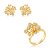 Conjunto de brinco e anel cravejado de zircônia cristal banho em ouro 18k - Imagem 1