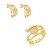 Conjunto de brinco e anel coração cravejado de zircônia cristal banho em ouro 18k - Imagem 1