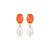 Brinco com pedra fusion coral e pérola shell ouro 18k - Imagem 1
