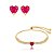 Conjunto de brinco e pulseira de coração com zircônia cristal e pink banho em ouro 18k - Imagem 1