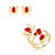 Conjunto de brinco e anel de borboleta com zircônia pink banho em ouro 18k - Imagem 2