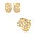 Conjunto de brinco e anel cravejado de zircônia cristal banho em ouro 18k - Imagem 1