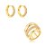 Conjunto de brinco e anel cravejado de zircônia cristal banho em ouro 18k - Imagem 1