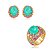 Conjunto luxo de brinco e anel com zircônia colorida e pedra fusion turmalina banho em ouro 18k - Imagem 2