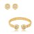 Conjunto de Brinco e Bracelete texturizado com detalhe cravejado Banho em Ouro 18K - Imagem 1