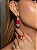 Conjunto de brinco e anel com zircônia cristal e pedra fusion rubelita banho em ouro 18k - Imagem 3