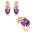 Conjunto de brinco e anel com zircônia cristal e pedra fusion ametista banho em ouro 18k - Imagem 1
