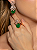 Conjunto de brinco e anel com zircônia cristal e pedra fusion esmeralda banho em ouro 18k - Imagem 2