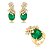 Conjunto de brinco e anel com zircônia cristal e pedra fusion esmeralda banho em ouro 18k - Imagem 1