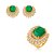 Conjunto de brinco e anel com zircônia cristal e pedra fusion esmeralda banho em ouro 18k - Imagem 1