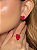 Conjunto de coração brinco e anel com pedra fusion rubelita banho em ouro 18k - Imagem 3