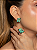 Conjunto luxo de brinco e anel com pedra fusion turmalina e cravejado de zircônia banho em ouro 18k - Imagem 3