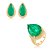 Conjunto de brinco e anel com pedra fusion esmeralda e cravejado de zircônia banho em ouro 18k - Imagem 1