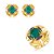 Conjunto de brinco e anel liso com pedra fusion esmeralda banho em ouro 18k - Imagem 2