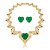 Conjunto de Colar e Brinco Luxo com Pedra Fusion Esmeralda Banho em Ouro 18K - Imagem 1