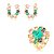 Conjunto de brinco e anel cravejado de zircônia colorida e pedra fusion turmalina banho em ouro 18k - Imagem 1