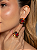 Conjunto de brinco e anel liso com pedra fusion rubi banho em ouro 18k - Imagem 3