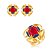 Conjunto de brinco e anel liso com pedra fusion rubi banho em ouro 18k - Imagem 2