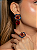 Conjunto luxo de brinco e anel cravejado de zircônia e pedra fusion rubi banho em ouro 18k - Imagem 3