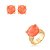 Conjunto de brinco e anel cravejado de zircônia cristal e pedra fusion coral banho em ouro 18k - Imagem 2