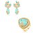 Conjunto luxo de brinco e anel cravejado de zircônia e pedra fusion acqua banho em ouro 18k - Imagem 2