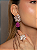 Conjunto luxo de brinco e anel cravejado de zircônia e pedra fusion fúcsia banho em ouro 18k - Imagem 4
