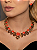 Conjunto de Brinco e colar Luxo liso com pedra Fusion Coral - Imagem 4