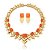 Conjunto de Brinco e colar Luxo liso com pedra Fusion Coral - Imagem 2