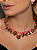 Conjunto de Brinco e colar Luxo liso com pedra Fusion Rodonita - Imagem 4