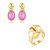 Conjunto de brinco e anel cravejado de zircônia e pedra fusion rubelita banho em ouro 18k - Imagem 1