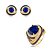 Conjunto de brinco e anel cravejado de zircônia e pedra fusion safira banho em ouro 18k - Imagem 1