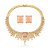 Conjunto de Brinco e Colar Luxo Cravejado com detalhe em Pedra Fusion Banho em Ouro 18K - Imagem 1