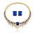 Conjunto de Brinco e Colar Luxo Cravejado com detalhe em Pedra Fusion Banho em Ouro 18K - Imagem 2