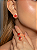 Conjunto de brinco e anel esmaltado com pedra fusion coral banho em ouro 18k - Imagem 3