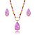 Conjunto de brinco e colar em zircônia colorida com pedra Fusion Ametista Banho em ouro 18k - Imagem 2