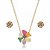 Conjunto de Brinco e Colar Luxo Cravejado em zircônia colorida Banho em Ouro 18K - Imagem 1
