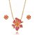 Conjunto de Brinco e Colar Luxo Cravejado em zircônia pink Banho em Ouro 18K - Imagem 1
