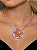 Conjunto de Brinco e Colar Luxo Cravejado em zircônia pink Banho em Ouro 18K - Imagem 4